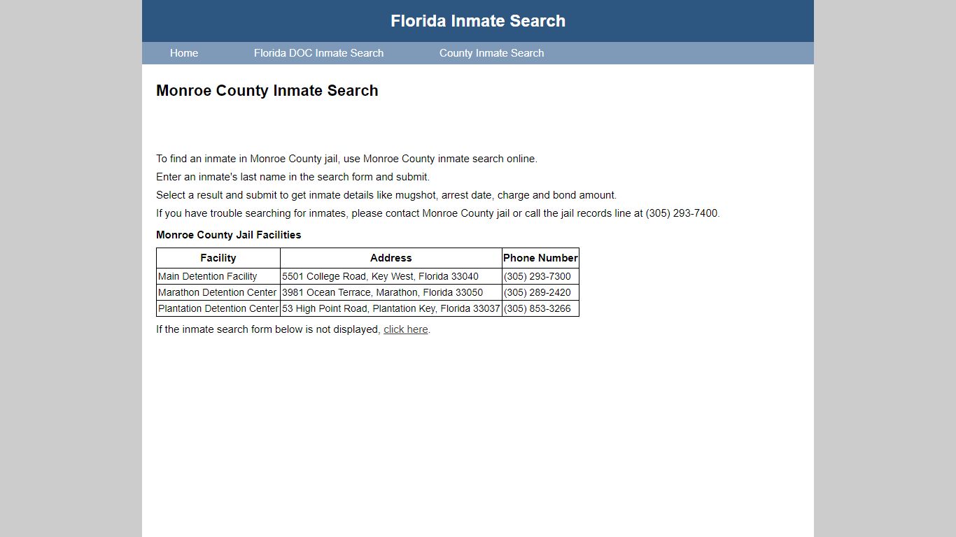 Monroe County Jail Inmate Search