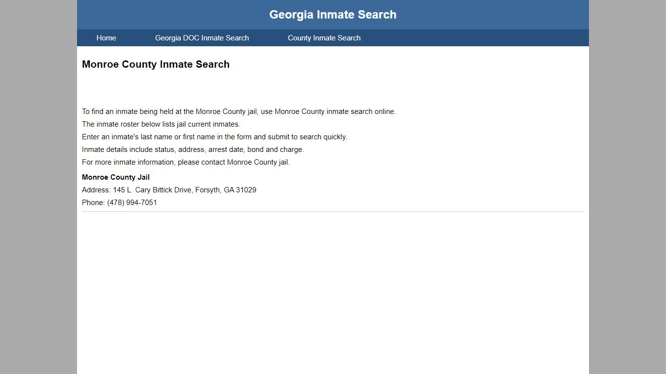 Monroe County Jail Inmate Search